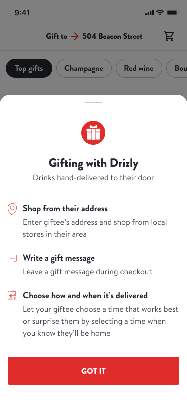 Uber Eats gifting experience