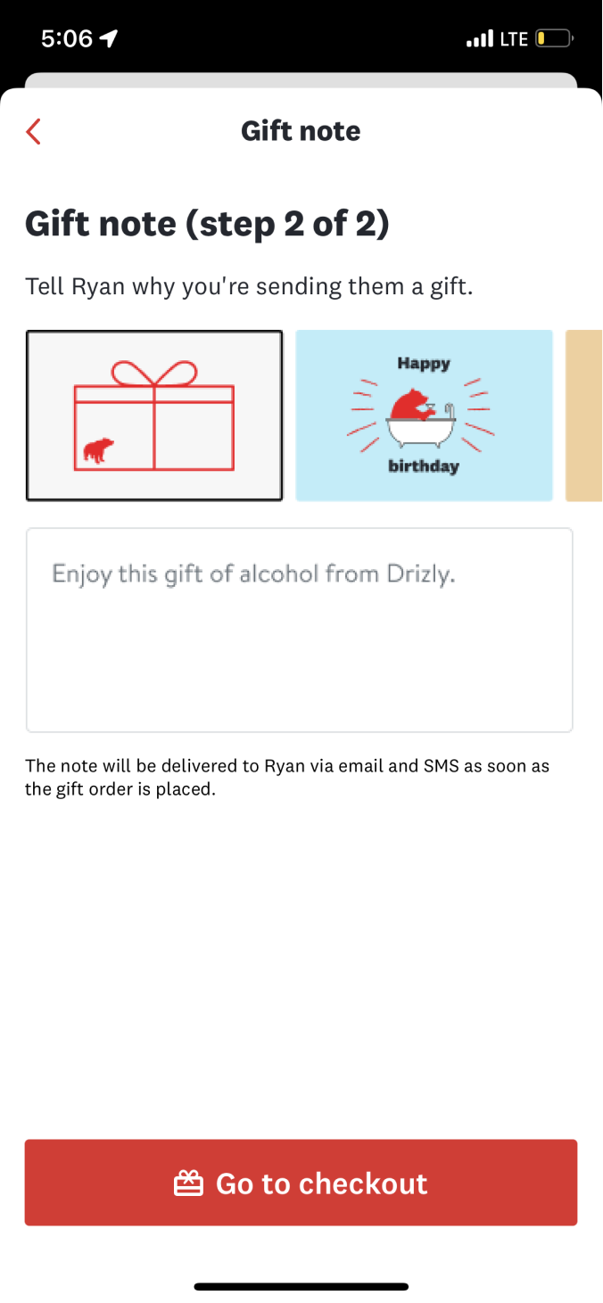 existing gifting page on web
