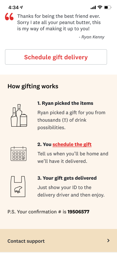 Gifting welcome page